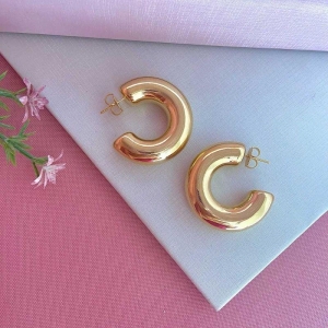 Brinco Argola Tubo Média Ouro