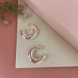 Brinco Argola Tubo Média Prata