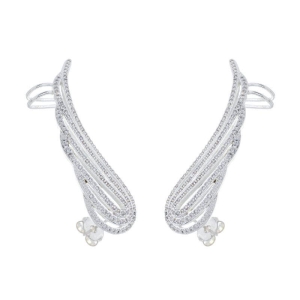 Brinco Earcuff Asa Cravejada Prata