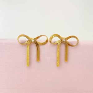 Brinco Laço Fita Ouro