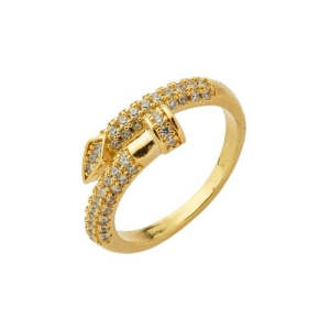 Anel Prego Zircônias Ouro
