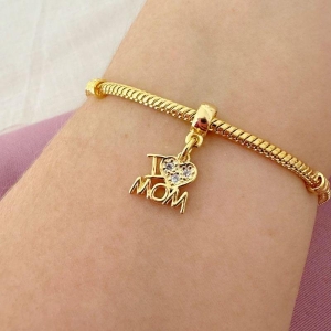 Berloque I Love Mom Ouro