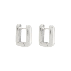 Brinco Argola Retangular Lisa Prata