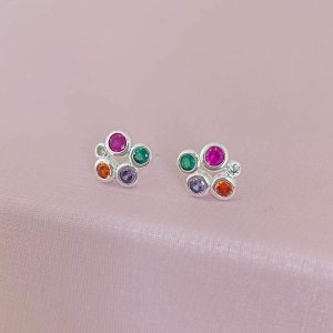 Brinco Colmeia Colorida Prata