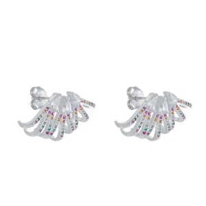 Brinco Ear Jacket Colorido Prata