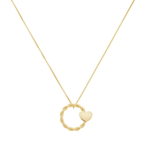 Colar Círculo Detalhe Coração Ouro