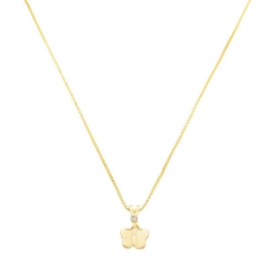 Colar Infantil Borboleta e Brilho Ouro