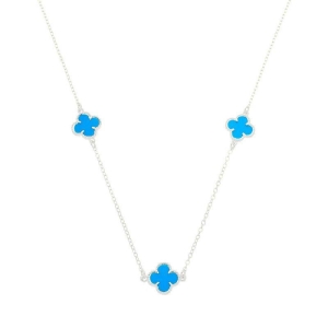 Colar Trevo Azul Prata