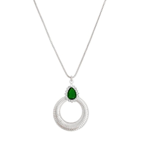 Colar Vortex Pedra Verde Prata