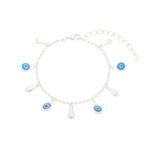 Pulseira Olho Grego e Chapas Prata