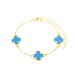 Pulseira Trevo Azul Ouro
