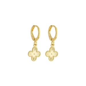 Brinco Argola Trevo Liso Ouro