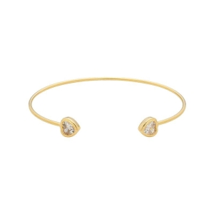 Bracelete Duplo Coração Cristal Clássico Ouro