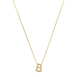 Colar Pingente Letra Cravejado Ouro