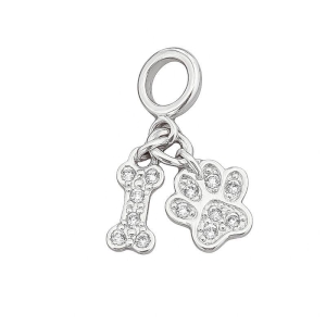 Berloque Patinha e Ossinho Zircônias Prata