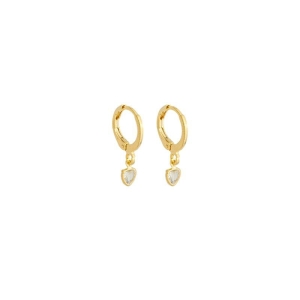 Brinco Argola Coração Cristal Clássico P Ouro