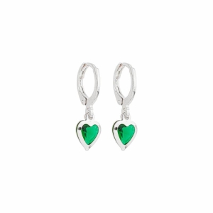 Brinco Argola Coração G Verde Prata