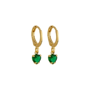 Brinco Argola Coração P Verde Ouro