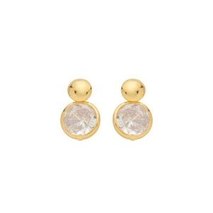 Brinco Ponto Duplo Zircônia Ouro