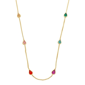Colar Choker Gotas Coloridas Ouro