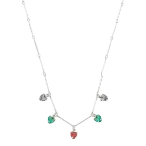 Colar Corações Colors Prata