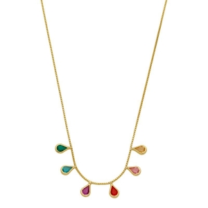 Colar Gotas Coloridas Ouro