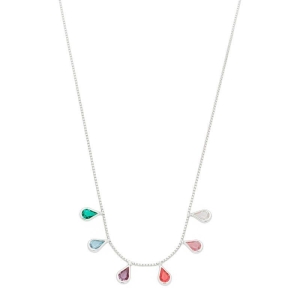 Colar Gotas Coloridas Prata