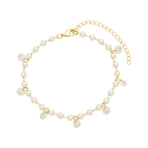 Pulseira Mini Pérolas e Cristais Ouro