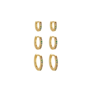 Trio Argola Colorida Ouro