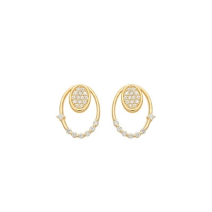 Brinco Oval Duplo Cravejado Ouro