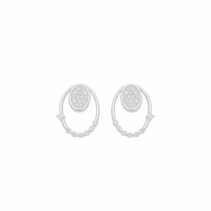 Brinco Oval Duplo Cravejado Prata