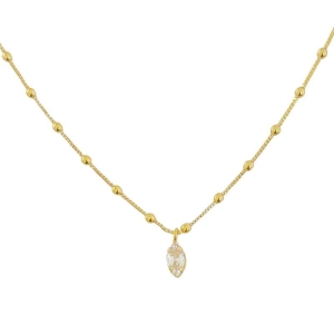 Colar Bolinhas Navete Único Ouro