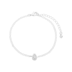 Pulseira Gota Cristal Solitária Prata