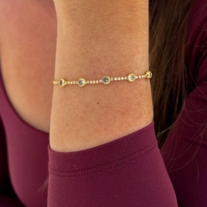 Pulseira Minimalista Pontos de Luz Ouro