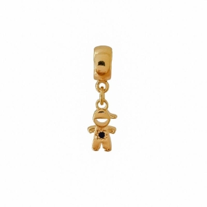 Berloque Menino Zirconia Azul Ouro
