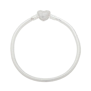 Pulseira de Berloques Coração Liso Prata