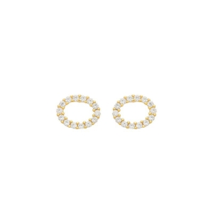Brinco Círculo Oval Cravejado Ouro
