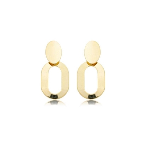 Brinco Duplo Oval Liso Ouro