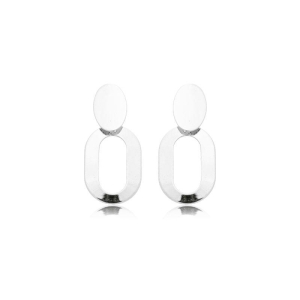 Brinco Duplo Oval Liso Prata