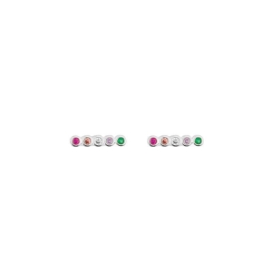 Brinco Ear Cuff Esferas Rainbow Prata