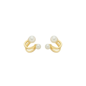 Brinco Pérolas Arco e Encaixe Ouro