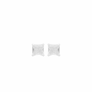 Brinco Ponto de Luz Quadrado Cristal Prata