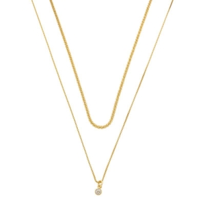 Colar Duplo Ponto de Luz e Fio Grosso Ouro