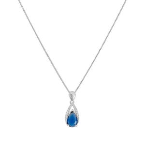 Colar Gota Azul Contorno de Zircônias Prata