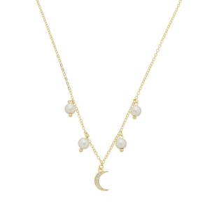 Colar Lua e Pérolas Ouro
