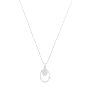 Colar Oval Duplo Cravejado Prata