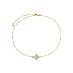 Tornozeleira Trevo Cristal Ouro
