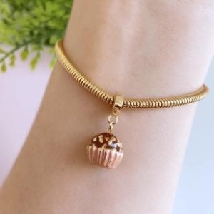 Berloque Brigadeiro Rosa Dourado Plush