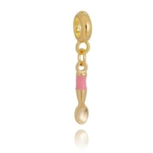 Berloque Colher Rosa Dourado Plush