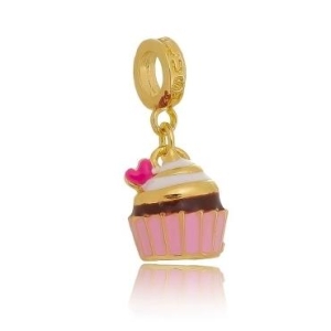 Berloque Cupcake Rosa Dourado Plush